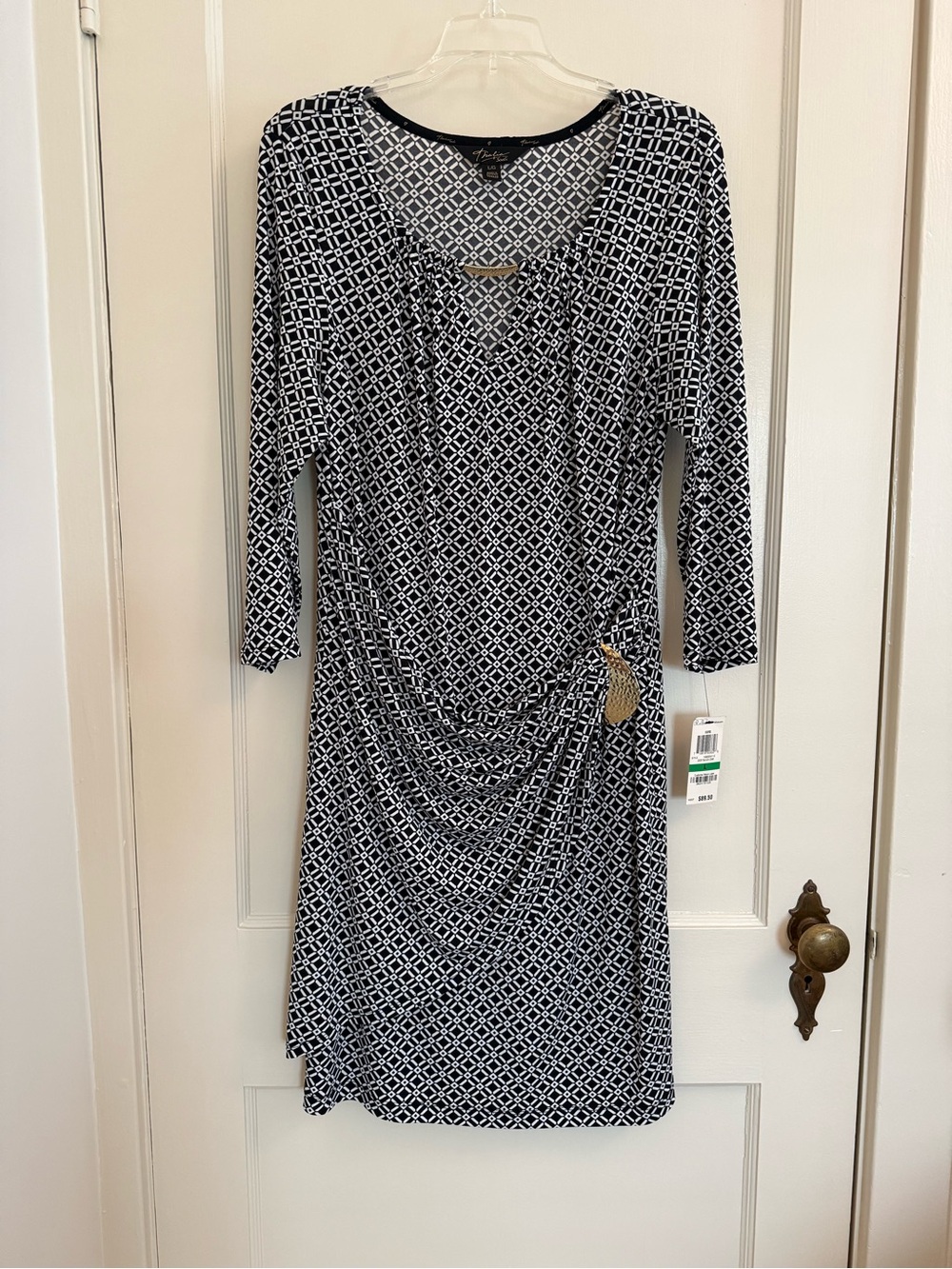 Thalia Sodi Black & White Geometric Midi Dress